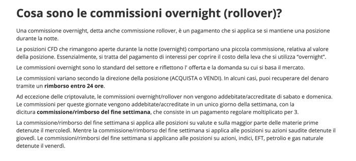 commissioni overnight marginazione