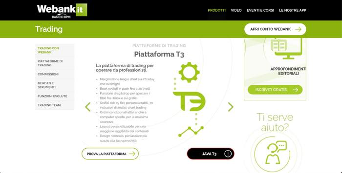 webank trading piattaforma T3