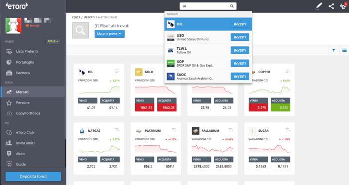 trading petrolio materie prime etoro