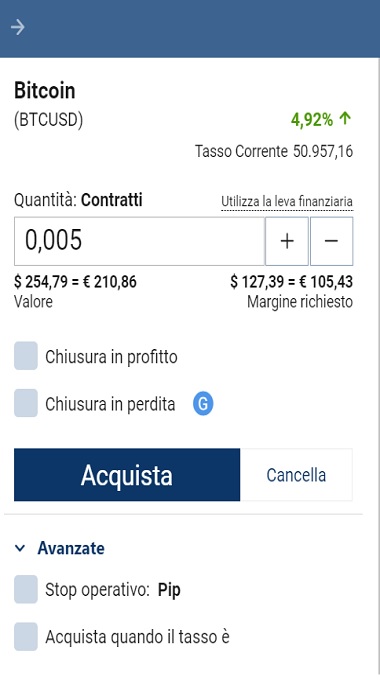 chiusura in profitto e in perdita